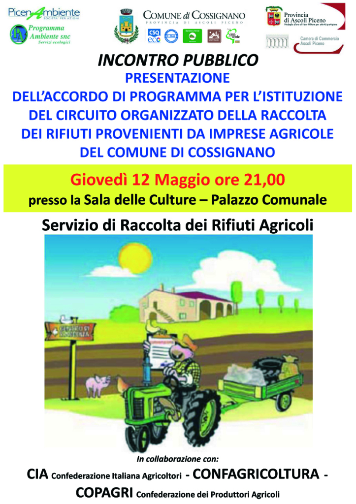 Locandina Riunione Assemblea Rifiuti Agricoli